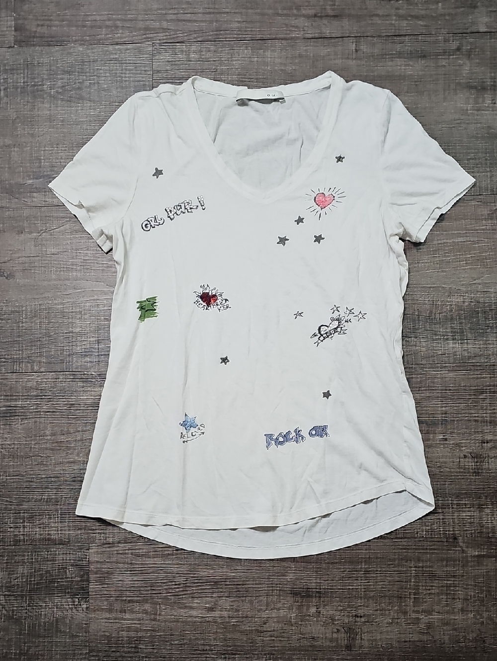OUI - White Graphic Tee with Unique Designs